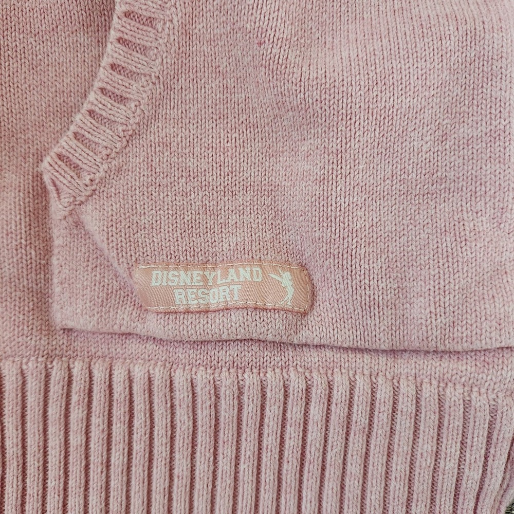 Vtg Disneyland Resort Tinkerbell Full Zip Pink Cardigan Sweater XXL Elbow Patch - Picture 7 of 13